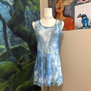 blue mesh fairy dress y2k layered sheer slip dreamy retro